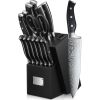 Knife Set; 14 Pieces German Stainless Steel Kitchen Knife Set with Built-in Sharpener; Black