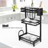 Black Paint Seasoning Rack Adjustable Stainless Steel Kitchen Shelf Spice Rack for Kitchen