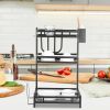 Black Paint Seasoning Rack Adjustable Stainless Steel Kitchen Shelf Spice Rack for Kitchen