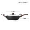 12 inch Nonstick Deep Frying Pan; 5Qt Non Stick Saute Pan with Lid; Large Skillet Pan; Nonstick Jumbo Cooker