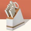 12-piece Forged Kitchen Knife Set in White with Wood Storage Block;