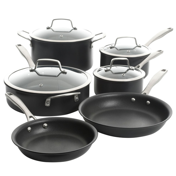 Kenmore Pro Arbor Heights 10 Piece Nonstick Aluminum Cookware Set In Black