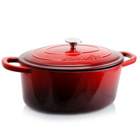 Crock Pot Artisan 7 Quart Oval Enameled Cast Iron Dutch Oven in Scarlet Red