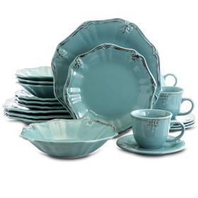 Elama Fleur De Lys 20-Piece Dinnerware Set in Turquoise