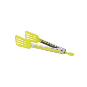 Spatula Tong Kitchen Tongs Stainless Steel Cooking Silicone Buffet Serving Tongs Heat Resistant with Locking Handle Joint (Color: Yellow)