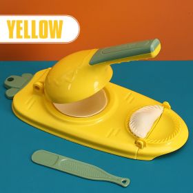 Kitchen Dumpling Maker 2 In 1 Dough Pressing Tool Set Dumpling Mold DIY Dumpling Wrapper Makers Manual Press Dumpling Crust Tool (Color: Yellow)