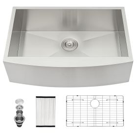 Lordear 18 Gauge Farmhouse Sink Kitchen Sink Apron Front Single Bowl Stainless Steel Sink (size: 30)