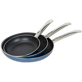 Household Daily Delicacies Pot Safe Non-Stick Cookware Set (Color: Blue)