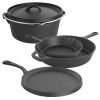 Pots And Pans Pre-Seasoned Cast Iron Skillet Set Kitchen Cookware Set