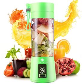 Portable Handheld USB Electric Juice Blender 6 Blades Deluxe Version by Blendrell  Perfect portable tool (Color: Green)