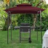 Outdoor Grill Gazebo 8 x 5 Ft;  Shelter Tent;  Double Tier Soft Top Canopy and Steel Frame with hook and Bar Counters