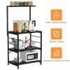 Baker's Rack Storage Shelf Microwave Cart Oven Stand Coffee Bar with Side Hooks 4 Tier Shelves