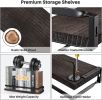 Floating bathroom shelf with towel rail; bathroom/living/kitchen/bedroom wall shelf set of 2; light brown; dark brown; black.