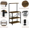 Baker's Rack Storage Shelf Microwave Cart Oven Stand Coffee Bar with Side Hooks 4 Tier Shelves