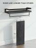 Floating bathroom shelf with towel rail; bathroom/living/kitchen/bedroom wall shelf set of 2; light brown; dark brown; black.