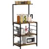 Baker's Rack Storage Shelf Microwave Cart Oven Stand Coffee Bar with Side Hooks 4 Tier Shelves