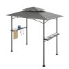 8 x 5 FT Grill Pergola Tent with Air Vent Double Tiered BBQ Gazebo Outdoor Barbecue Canopy, Khaki/Gray