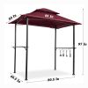 Outdoor Grill Gazebo 8 x 5 Ft;  Shelter Tent;  Double Tier Soft Top Canopy and Steel Frame with hook and Bar Counters