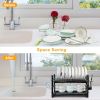 2 Tier Dish Drying Rack Drainboard Set Anti-Rust Dish Drainer Shelf Tableware Holder Cup Holder For Kitchen Counter Storage